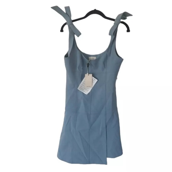 Cinq a Sept Jeanette Tie Shoulder Fit & Flare Mini Dress Dress Blue Size 6 NWT - Picture 3 of 4